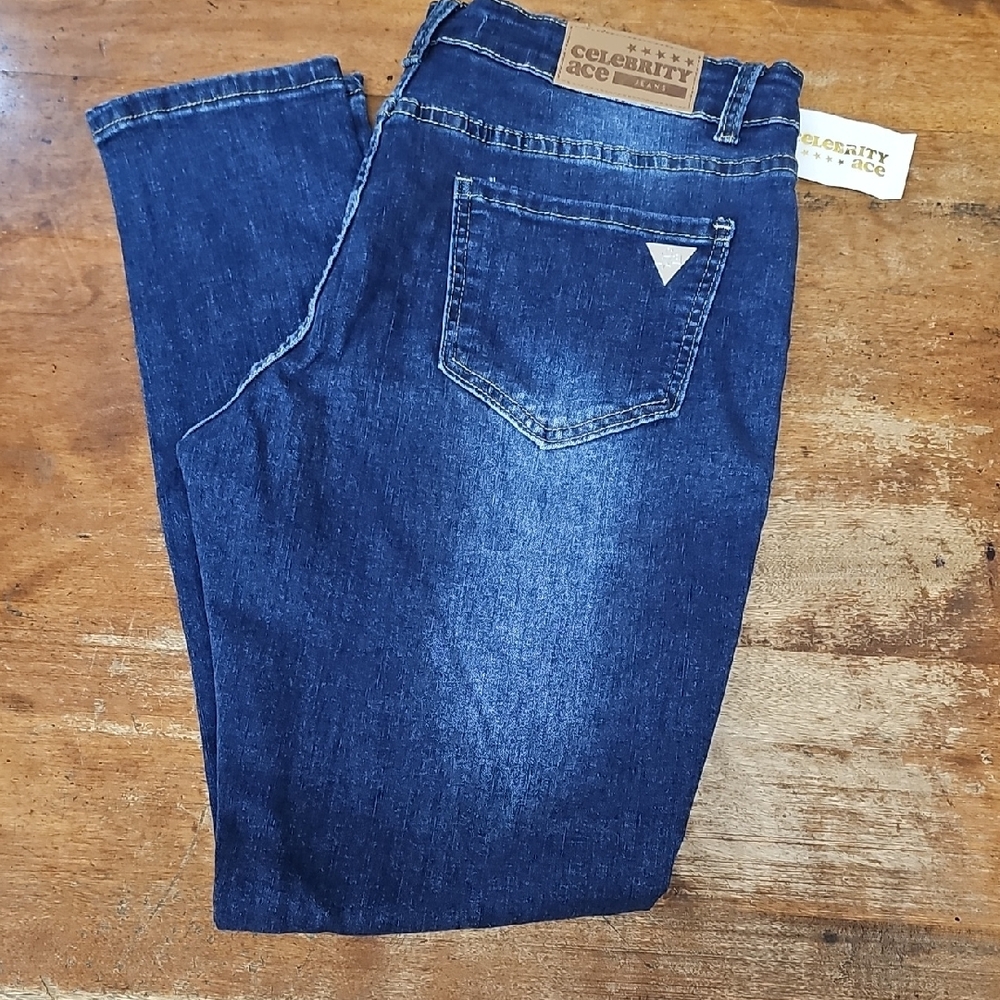 Celebrity Ace Indigo Blue Skinny Jeans with Subtle Fading